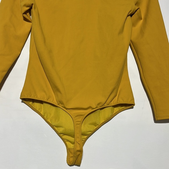 NEW Free People Truth Or Square Duo Bodysuit Size Large Mustard Yellow - Picture 6 of 8